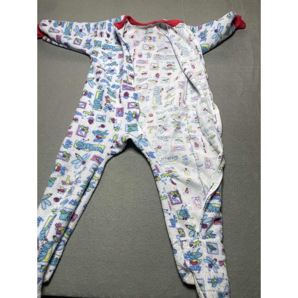 Vintage Gerber Bugs Colorfull Footie Blanket Onesie Zip Up Flame Resist Pajamas*